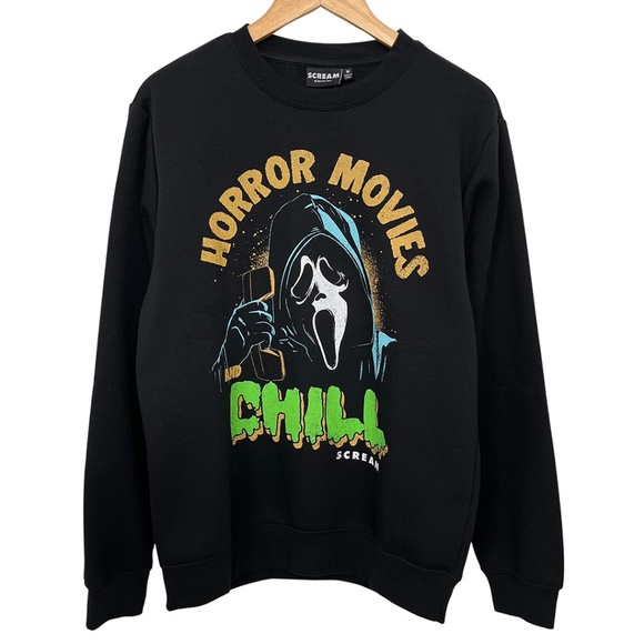 Ghost Face Horror Movies and Chill Fleece Shirt Unisex Medium - Picture 1 of 8